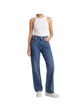 Aritzia Sunday Best JUPITER rigid cotton straight leg jeans 10 in 90s med blue